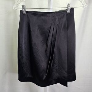 Gallay Black Vintage Satin Wrap Skirt Size 4